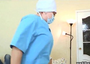 Doc assists with hymen examination and devirginizing of virgin cutie