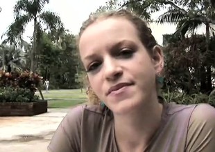Fair-faced young woman Jessi is having nasty outdoor banging