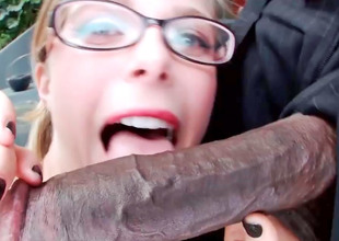 Nerdy blonde always wanted to suck a big, black dick