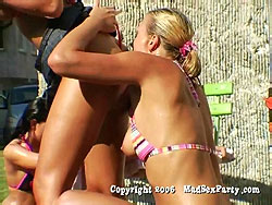 Dozens of wild lesbians licking kissing and toying outdoors - 001