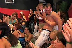 All horny girls getting involved in hot hardcore orgy at club